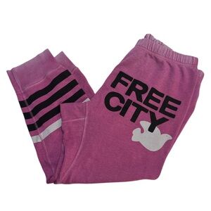 freecity Pink Logo Track Pants with Dove Graphic